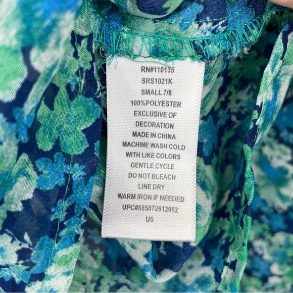 Knitworks Blue & Green Floral Cropped Short Sleeve Kimono Cover Up Cardigan Top - Picture 7 of 7